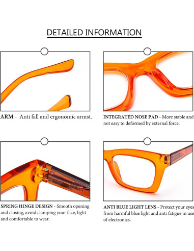 Gafas de lectura grandes para mujeres - 4 pares con filtro UV