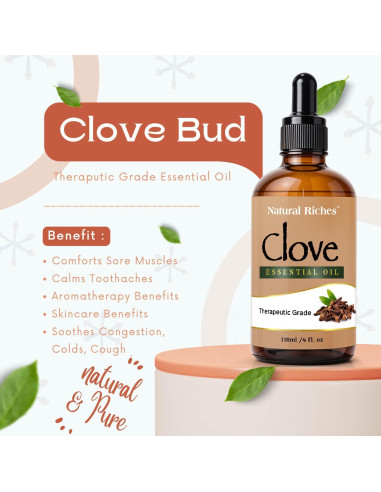 Aceite Esencial de Clavo Natural 118 ml - Grado Terapéutico