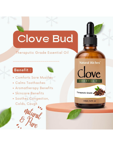 Aceite Esencial de Clavo Natural 118 ml - Grado Terapéutico Aceite Esencial de Clavo Natural 118 ml - Grado Terapéutico