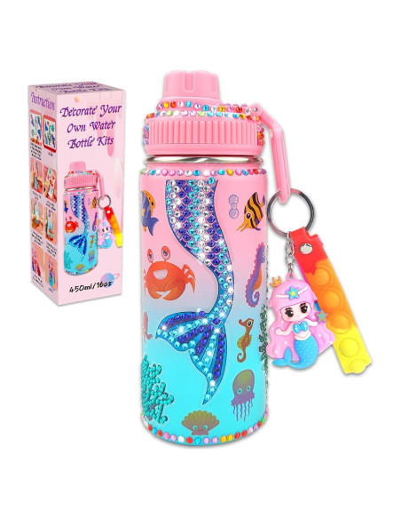 Kit de Botella de Agua DIY 7july Sirena 473 ml Rosa y Azul Kit de Botella de Agua DIY 7july Sirena 473 ml Rosa y Azul