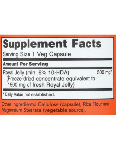 Jalea Real 1500mg NOW Foods 60 Cápsulas Sin Gluten 2