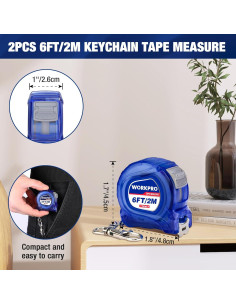 Cinta Métrica Mini WORKPRO 2 Pcs 1.83m Portátil Azul 2