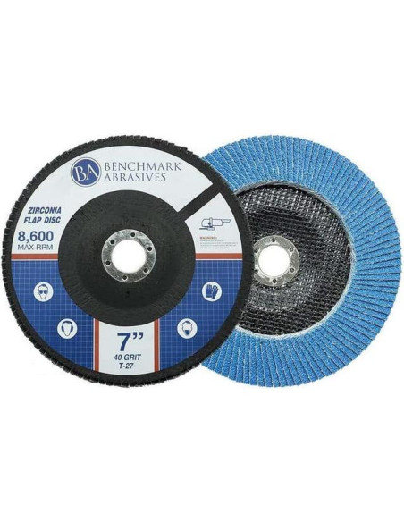 Discos de Aleta Jumbo 7" Zirconia Benchmark Abrasives 40 Grano - Paquete de 10 Discos de Aleta Jumbo 7" Zirconia Benchmark Abrasives 40 Grano - Paquete de 10