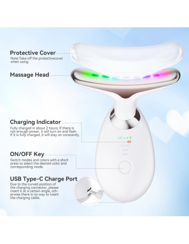 Masajeador Facial Multifuncional Ihelol 7 en 1 Blanco