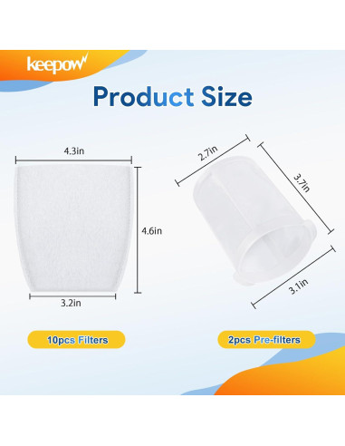 Filtros de Vacío KEEPOW para Aspiradoras Makita 10+2 Piezas