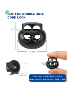 12 Cierres de Cuerda de Plástico Doble Orificio POM - Ajustables 2