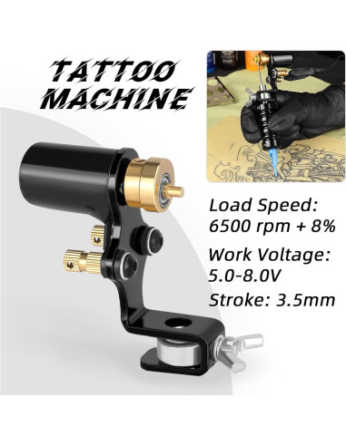 Máquina de Tatuaje Rotativa ATOMUS Shader y Liner Negro