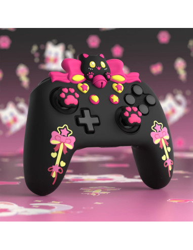 Funda de Silicona Antideslizante PlayVital Sweetheart Kitty para Nintendo Switch Pro Controller - Negro