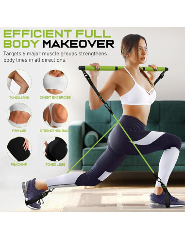 Kit de Barra de Pilates RENRANRING Multifuncional Verde
