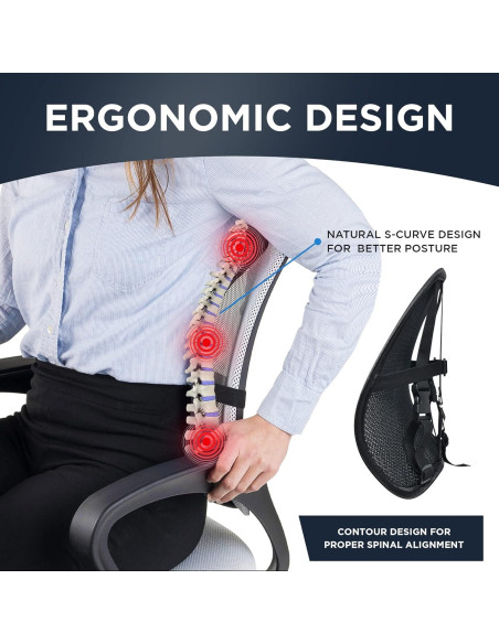 Soporte Lumbar Easy Posture 2 Piezas Malla Transpirable Soporte Lumbar Easy Posture 2 Piezas Malla Transpirable