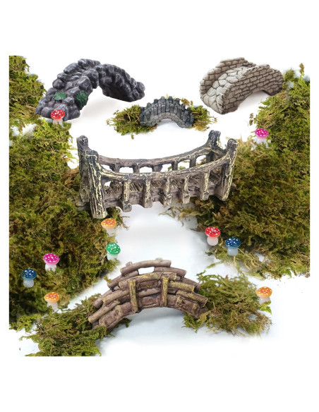 Set de Puentes en Miniatura y Musgo para Jardín DIY Set de Puentes en Miniatura y Musgo para Jardín DIY