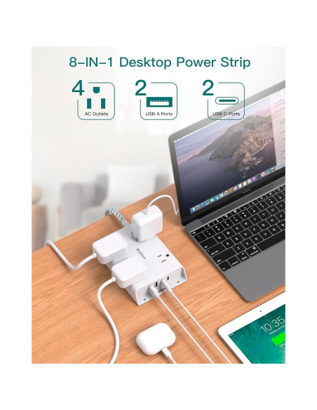 Regleta de Protección Addtam 5 pies 4 Salidas USB C Blanca Regleta de Protección Addtam 5 pies 4 Salidas USB C Blanca