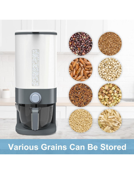Dispensador de Arroz YENXIKU 25 lbs Hermético con Medidor Dispensador de Arroz YENXIKU 25 lbs Hermético con Medidor