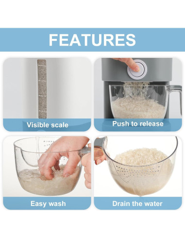 Dispensador de Arroz YENXIKU 25 lbs Hermético con Medidor