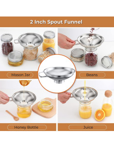 Embudo de Acero Inoxidable Pisol con Filtro y 2 Tamaños 2