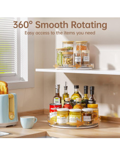 Organizador Lazy Susan LAMU 3 Piezas Giratorio Claro 29cm y 22.9cm 2