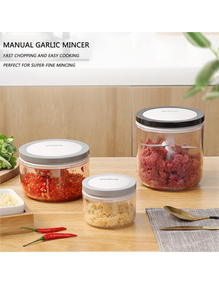 Picador de Alimentos Manual ZWCEGND 550ml Acero Inoxidable Picador de Alimentos Manual ZWCEGND 550ml Acero Inoxidable