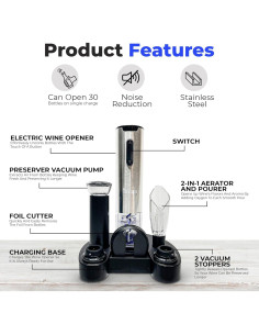 Juego de Abridor de Vino Eléctrico BIYADI 6 en 1 Accesorios 2