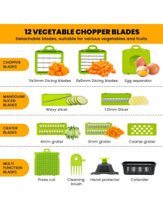 Cortador de Verduras Welsteepse 10 en 1 Gris Multifuncional 2