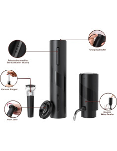 COKUNST Set Abrebotellas Eléctrico 4-en-1 Negro SGS-KD-7 2