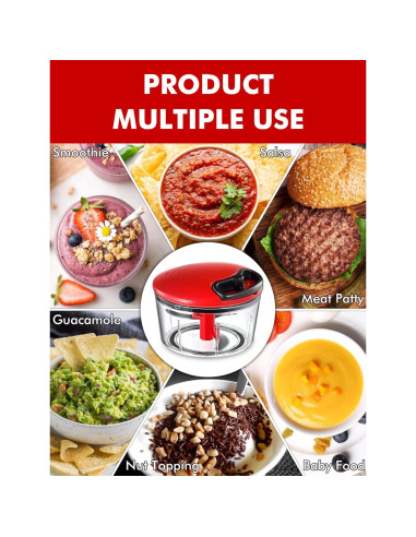 Picador de Alimentos Manual GDL 2.5 Tazas Acero Inoxidable