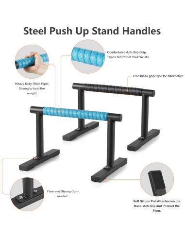 Barras Parallettes Purife de Acero Negro para Flexiones