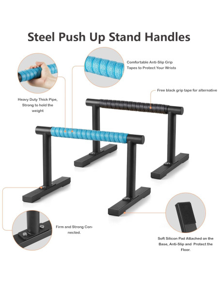 Barras Parallettes Purife de Acero Negro para Flexiones Barras Parallettes Purife de Acero Negro para Flexiones