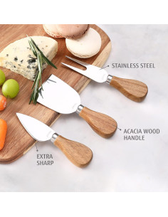 Tabla de Queso de Madera Acacia Hecef 37x21.5cm con 4 Cuchillos 2