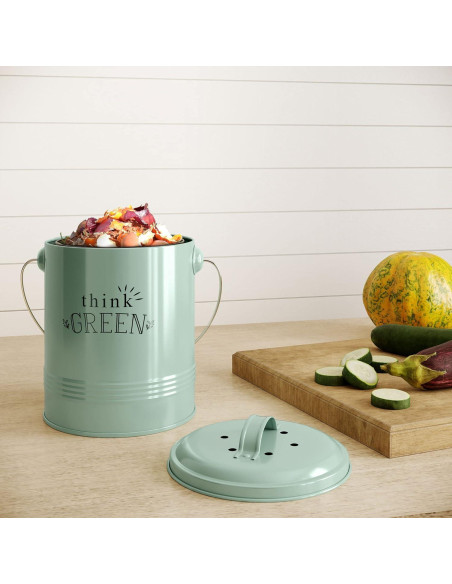 Contenedor de Compost Barnyard Designs 4.5L Menta con Filtros Contenedor de Compost Barnyard Designs 4.5L Menta con Filtros
