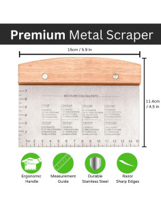 Cortador y Raspador de Masa Boorika de Acero Inoxidable 15x11 cm 2