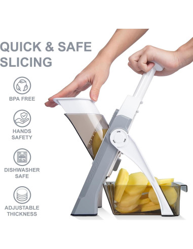 Mandolina de Cocina SupMaKin, Cortador de Verduras Ajustable 0.1-8mm