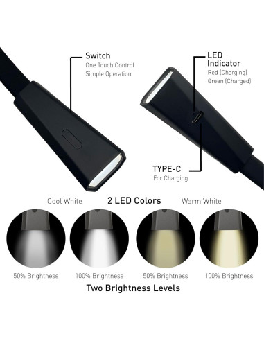Luz de Lectura LED para Cuello RADIXIUM Recargable 4 Brillos