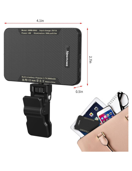 Luz de Selfie Recargable Newmowa Negra 2000mAh 3 Modos Luz de Selfie Recargable Newmowa Negra 2000mAh 3 Modos