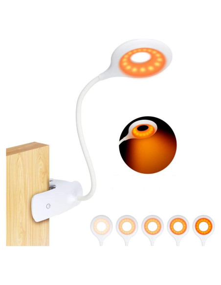 Luz de lectura ámbar recargable Flowlamp con 5 brillos Luz de lectura ámbar recargable Flowlamp con 5 brillos
