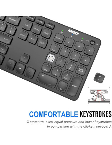 Teclado Inalámbrico Arteck 2.4G Ultra Delgado con Numérico