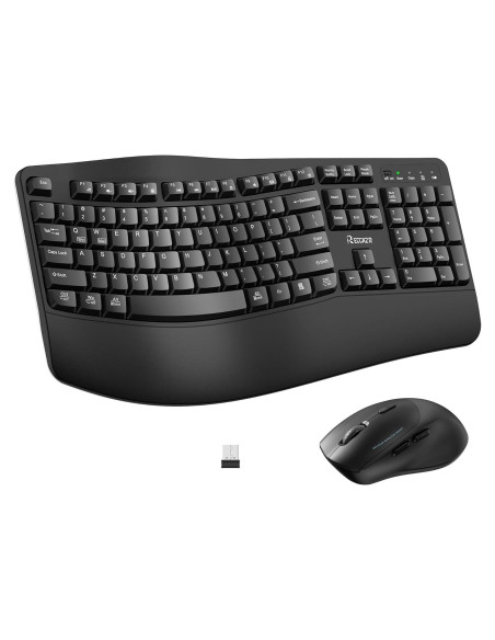 Combo Teclado y Ratón Inalámbrico RECCAZR Ergonómico Negro Combo Teclado y Ratón Inalámbrico RECCAZR Ergonómico Negro
