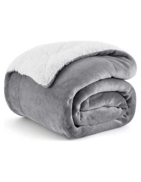 Manta Sherpa Bedsure Individual Gris 152x203 cm Suave Manta Sherpa Bedsure Individual Gris 152x203 cm Suave