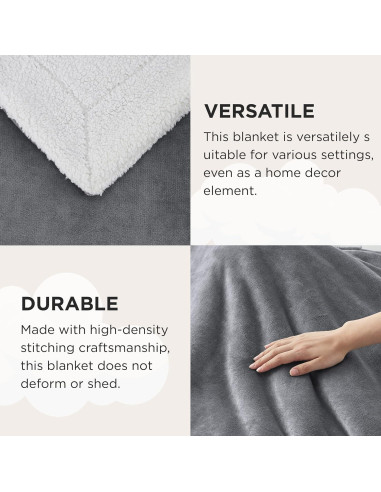 Manta Sherpa Bedsure Individual Gris 152x203 cm Suave