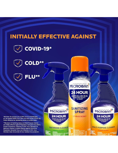 Spray Desinfectante Microban 24 Horas 2x450ml Aroma Cítrico