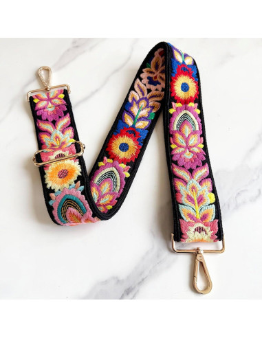 Correa de bolso ajustable TCOMVEZ bordado flores 5,08 cm