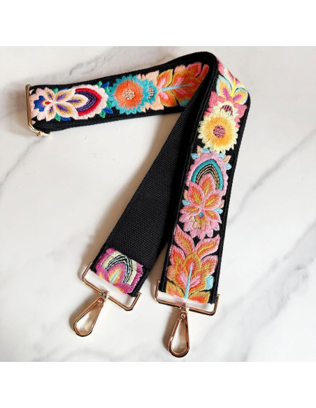 Correa de bolso ajustable TCOMVEZ bordado flores 5,08 cm Correa de bolso ajustable TCOMVEZ bordado flores 5,08 cm