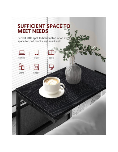 Mesa lateral en forma de C Vantic, roble ennegrecido 71 cm