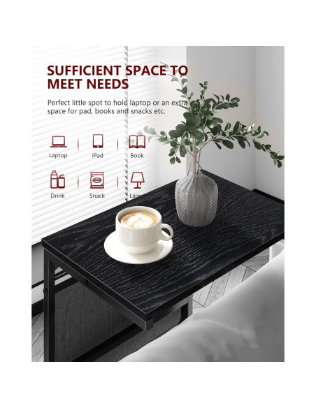 Mesa lateral en forma de C Vantic, roble ennegrecido 71 cm Mesa lateral en forma de C Vantic, roble ennegrecido 71 cm
