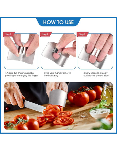 Juego de 8 Protectores de Dedos Acero Inoxidable CHENGU