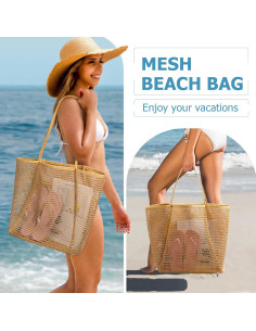 Bolsa de Playa de Malla Iioscre Caqui 45,72x35,56cm 2