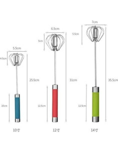 Batidor de Huevos Semiautomático Fnoko Acero Inoxidable Rojo 2