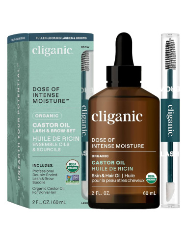Aceite de Ricino Orgánico Cliganic 60ml - Pestañas y Cejas