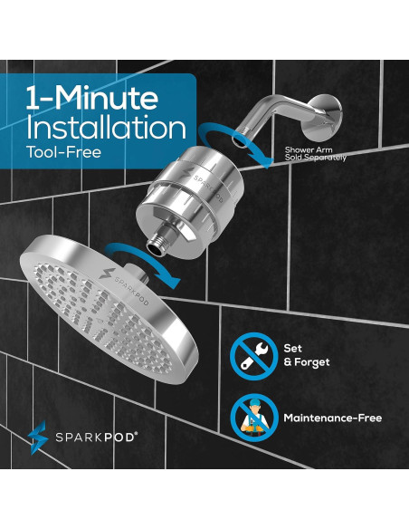 Cabezal de Ducha Filtrado SparkPod 6" Cromo Pulido 23 Etapas Cabezal de Ducha Filtrado SparkPod 6" Cromo Pulido 23 Etapas