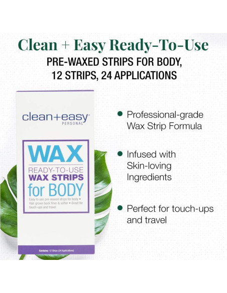 Tiras de Cera Listas para Usar Clean + Easy - 12 Unidades Tiras de Cera Listas para Usar Clean + Easy - 12 Unidades