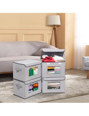 Cajas de Almacenamiento Plegables Univivi 4-Pack 40L Gris